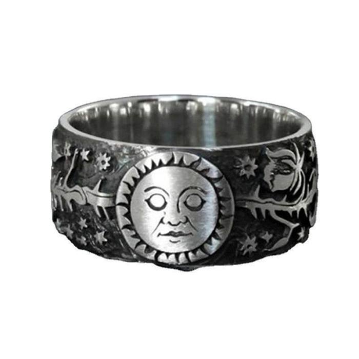 Punk-Ringe mit menschlichem Gesicht, Stern und Mond, verkupfert