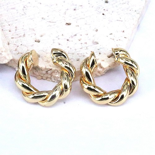 1 Pair Vintage Style Simple Style Round Copper Gold Plated Silver Plated Earrings