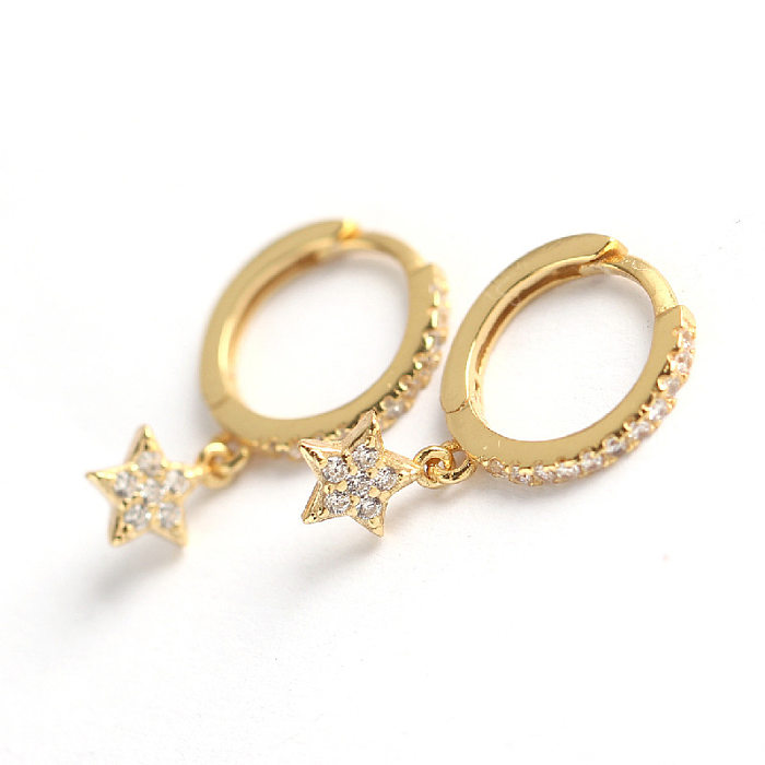 Fashion Geometric Stars Diamond Personalized Silver Earrings