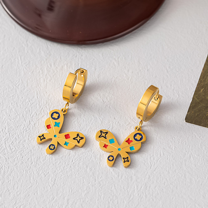 Großhandel süße Schleife Knoten Titan Stahl vergoldet Ohrringe Halskette