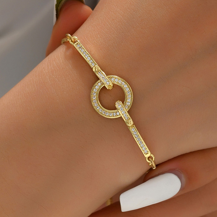 Elegant Lady Round Copper Inlay Zircon Bracelets