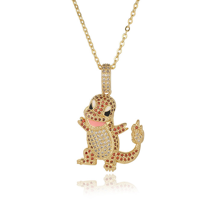 Collar con colgante de circón con incrustaciones de cobre, forma de corazón, letra geométrica Retro elegante