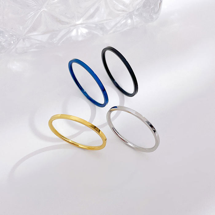 Retro Solid Color Stainless Steel Rings
