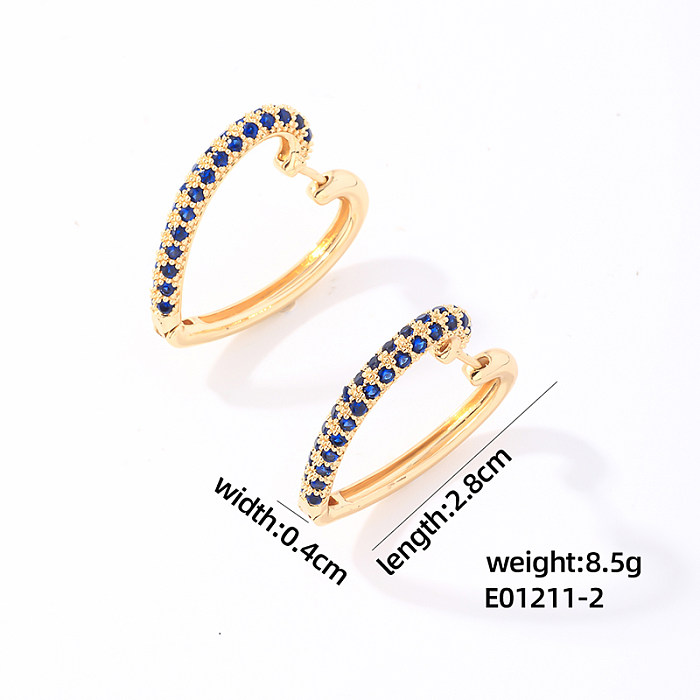 1 Pair Sweet Shiny Heart Shape Plating Inlay Copper Zircon White Gold Plated Gold Plated Earrings