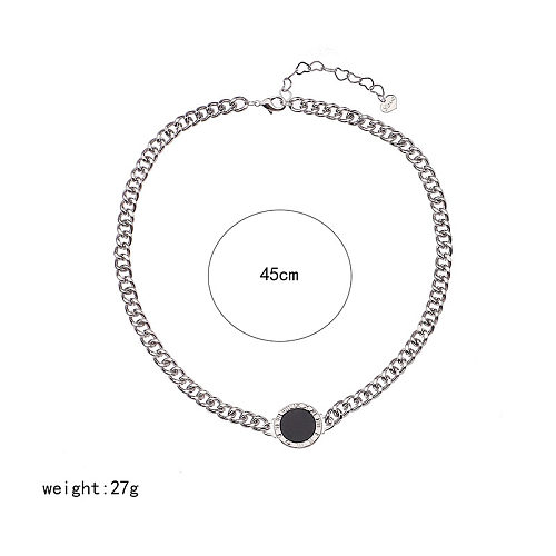 Hip-Hop Rock Cool Style Round Copper Plating Silver Plated Necklace