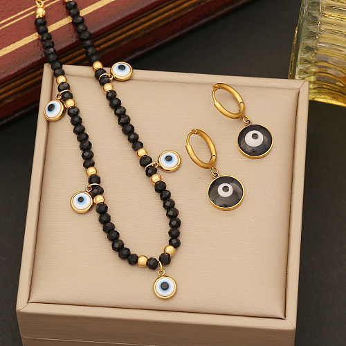 Vintage Style Commute Eye Stainless Steel Artificial Crystal Bracelets Earrings Necklace