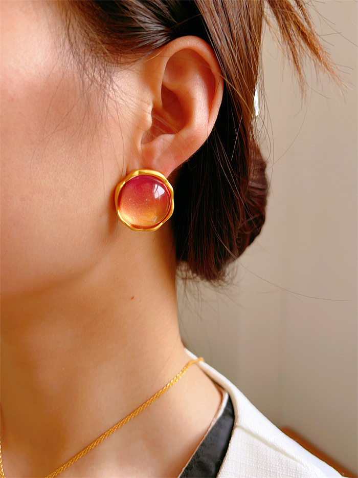 Collier de boucles d'oreilles en pierres précieuses artificielles, Design Original, dégradé de couleur, placage de cuivre, incrustation de pierres précieuses