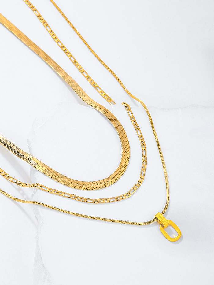 Colares em camadas banhadas a ouro 18K de cobre de cor sólida elegante estilo simples