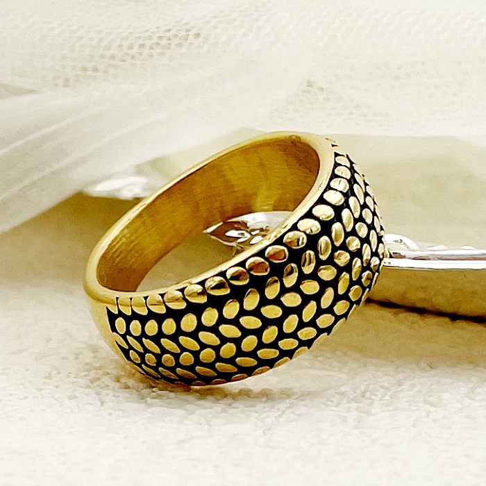 Estilo simples comuta anéis banhados a ouro de aço inoxidável de cor sólida