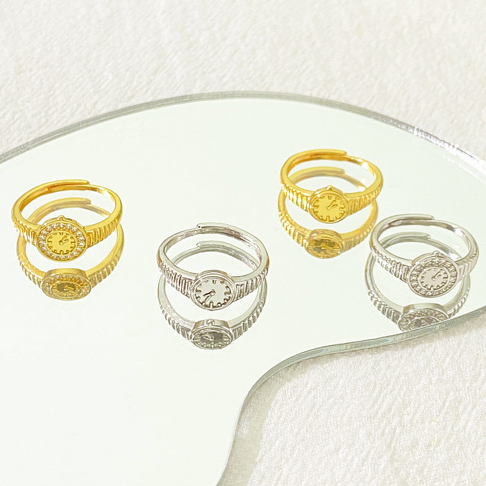 Luxuosos anéis banhados a prata banhados a ouro 14K com revestimento de cobre de cor sólida