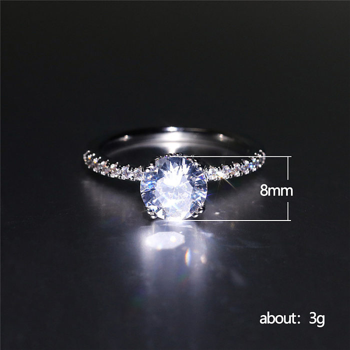 Mirror Copper Ring Simple Fashion White Gold Plated Zircon Ring