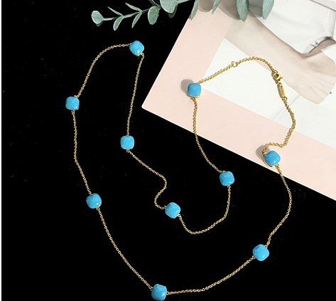 Modern Style Geometric Artificial Crystal Copper Plating Long Necklace