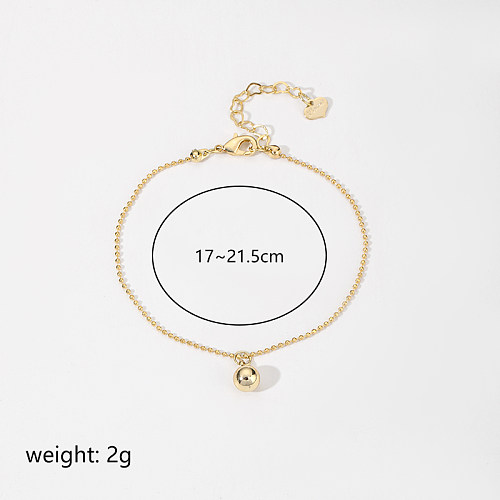 Simple Style Round Ball Copper Plating 18K Gold Plated Silver Plated Bracelets