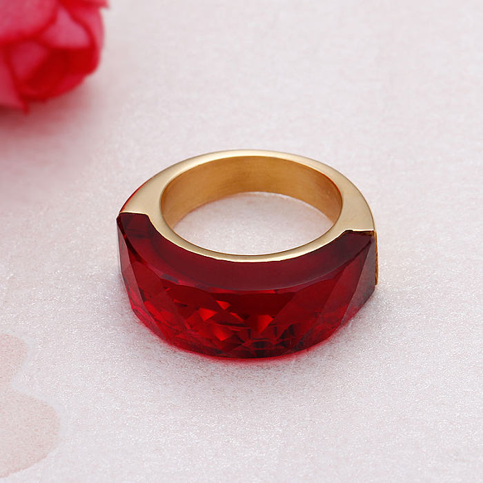 Simple Style Solid Color Titanium Steel Plating 18K Gold Plated Rings