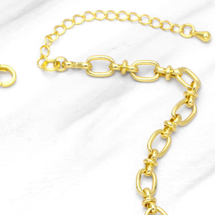 Pulsera de collar de cadena gruesa chapada en oro de 18 quilates de cobre simple