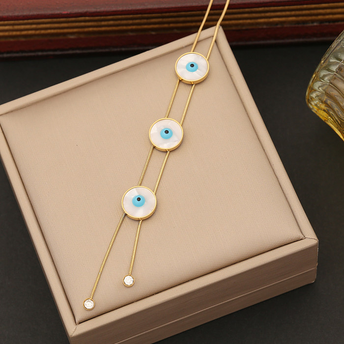 Artistic Round Eye Stainless Steel Enamel Bracelets Earrings Necklace