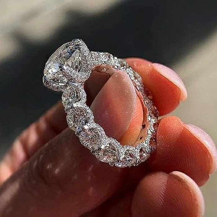 Simple Style Solid Color Copper Inlay Zircon Rings