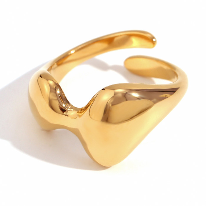 Novidade estilo simples geométrico chapeamento de aço inoxidável 18K anéis abertos banhados a ouro