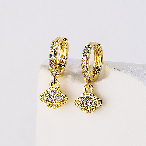 Fashion Planet Copper Gold Plated Zircon Drop Earrings 1 Pair