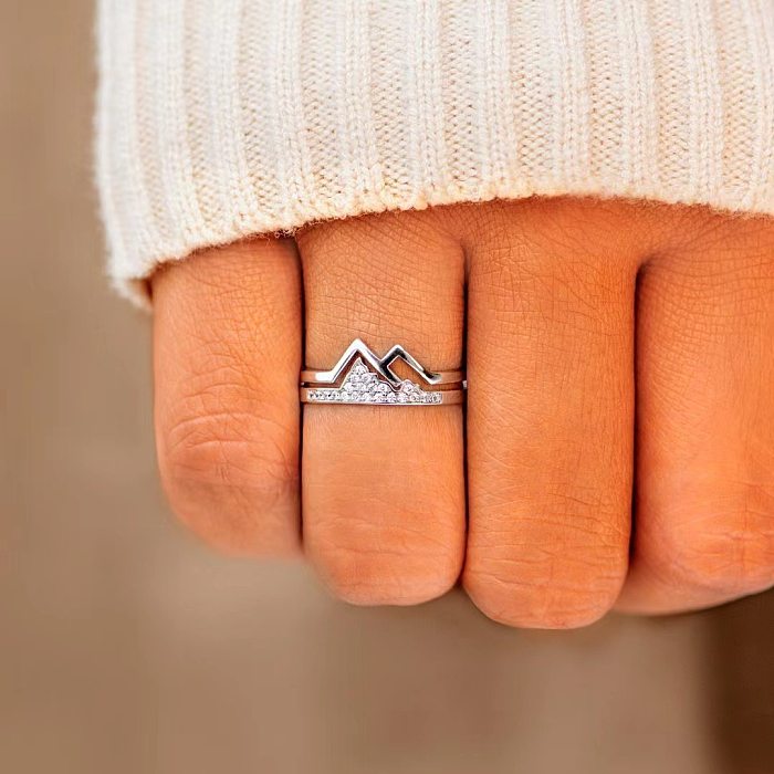 Anéis elegantes de zircão embutidos com chapeamento de cobre Lady Mountain