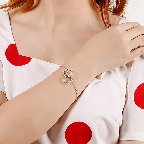 Koreanisches herzförmiges Armband, süße Fußabdrücke, neues einfaches Halsketten-Armband-Set
