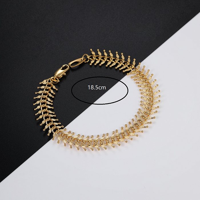INS Style Solid Color Fish Bone Copper Plating Chain 18K Gold Plated Bracelets