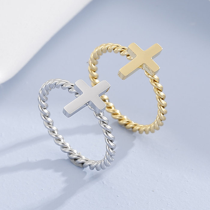 Creative Solid Color Cross Twist Titanium Steel Ring Wholesale jewelry
