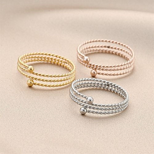 Simple Style Solid Color Titanium Steel Plating Open Ring
