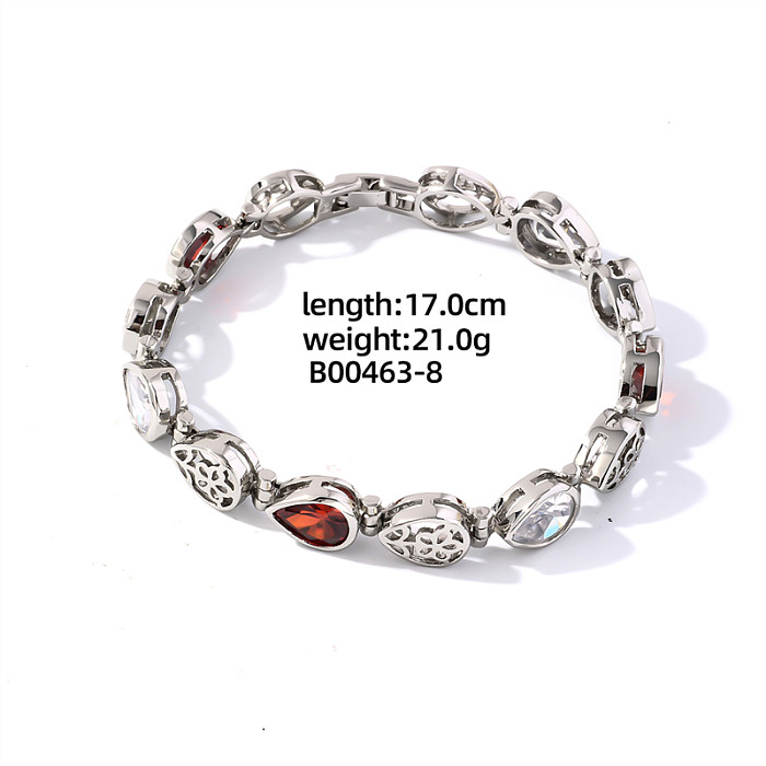 Basic Classic Style Korean Style Geometric Water Droplets Flower Copper Plating Inlay Zircon White Gold Plated Bangle