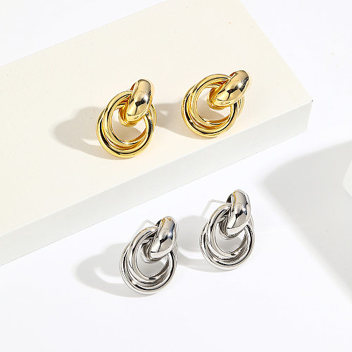 1 Pair Simple Style Circle Plating Brass Drop Earrings