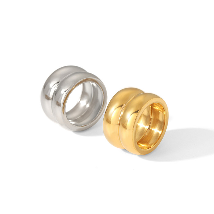 Elegant Circle Stainless Steel Polishing Plating 18K Gold Plated Rings