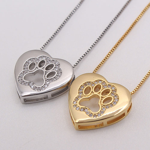 مجوهرات بسيطة مطعمة الزركون على شكل قلب القط مخلب قلادة المجوهرات بالجملة