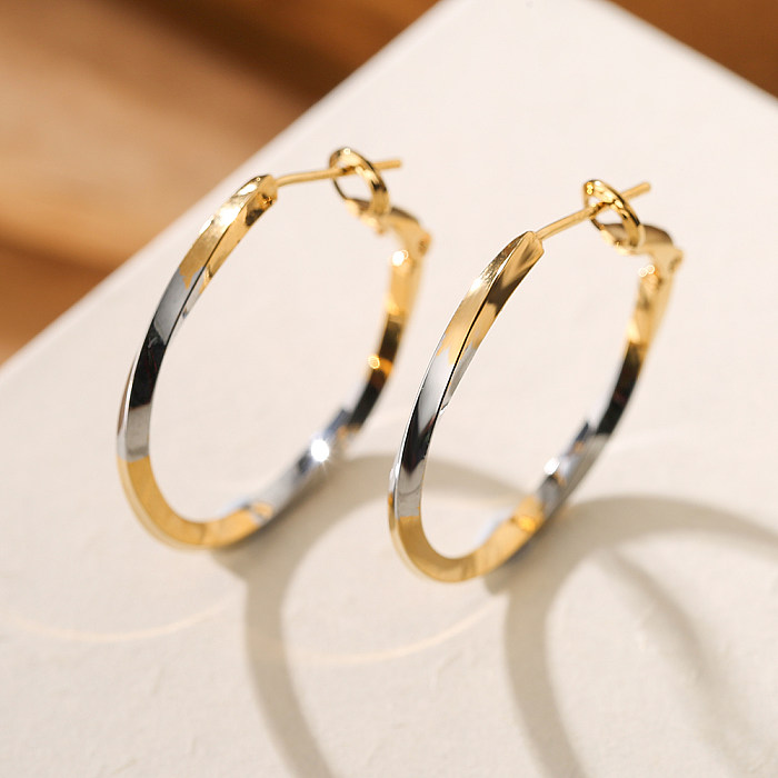 1 Pair Simple Style Round Copper Plating 18K Gold Plated Hoop Earrings