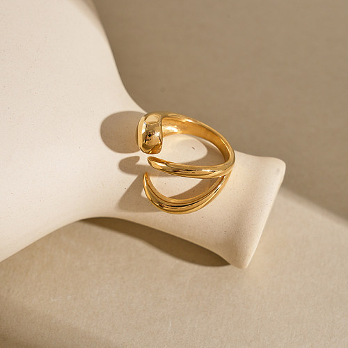 Anéis banhados a ouro com chapeamento de aço inoxidável de cobra estilo moderno de férias