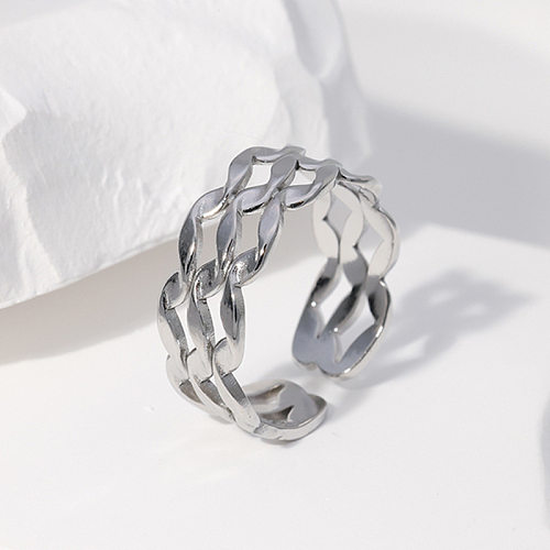 Fashion Waves Solid Color Stainless Steel Hollow Out Open Ring