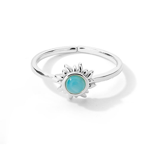 Retro Sun Brass Inlay Opal Open Ring 1 Piece