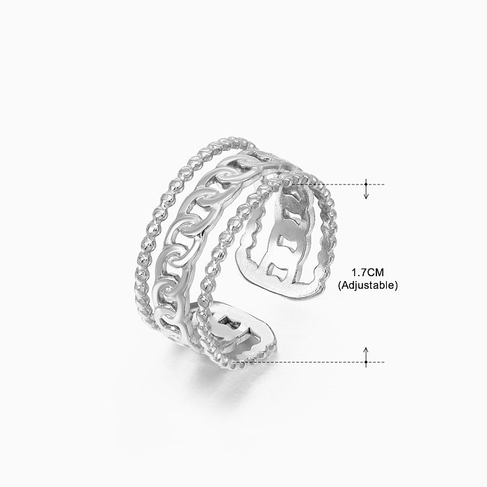Vintage Style Geometric Solid Color Stainless Steel Plating Open Rings