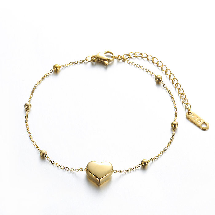 Collier de cheville de bracelets de placage en acier titane en forme de coeur doux