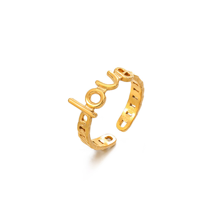 Offene Ringe im modernen Stil „Love“ mit Edelstahlbeschichtung und 18-Karat-Vergoldung