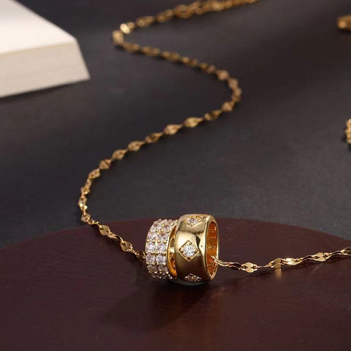 1 Stück Lady Flower Kupfer-Diamant-Anhänger-Halskette