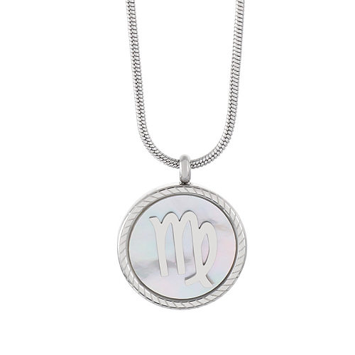 Simple Round New Round Titanium Steel Shell Constellation Necklace Wholesale