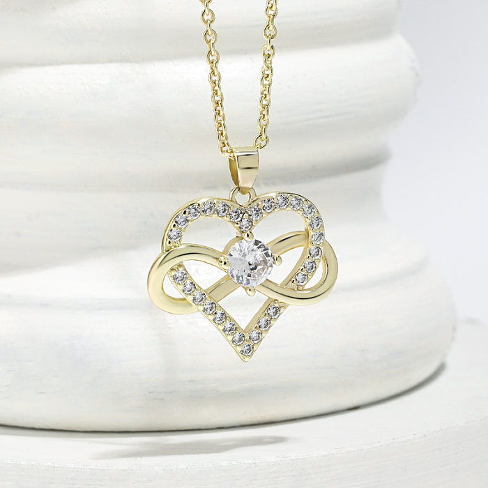 Commute Heart Shape Copper Artificial Gemstones Pendant Necklace In Bulk