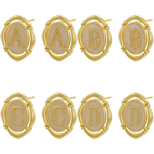 Brincos de orelha banhados a ouro com letras estilo vintage, 1 par