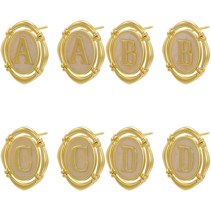 Brincos de orelha banhados a ouro com letras estilo vintage, 1 par