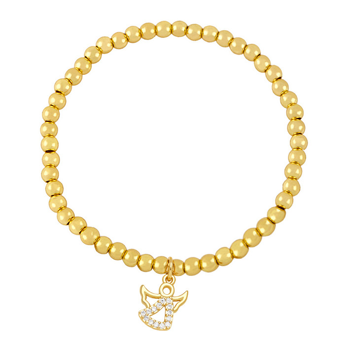 Bracelets en Zircon, Style IG, tortue, ange, feuille d'érable, placage de perles en cuivre, incrustation