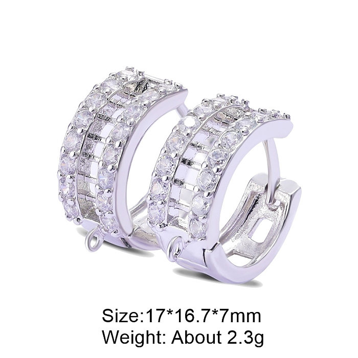 1 Pair Retro Classic Style Round Plating Inlay Copper Zircon 18K Gold Plated White Gold Plated Hoop Earrings