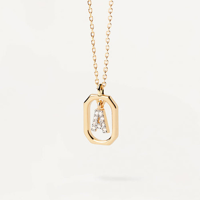 Collar con colgante de diamantes de imitación de cobre con letras de estilo simple a granel