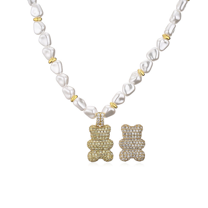 Fashion Animal Imitation Pearl Copper Braid Artificial Gemstones Bracelets Earrings Necklace