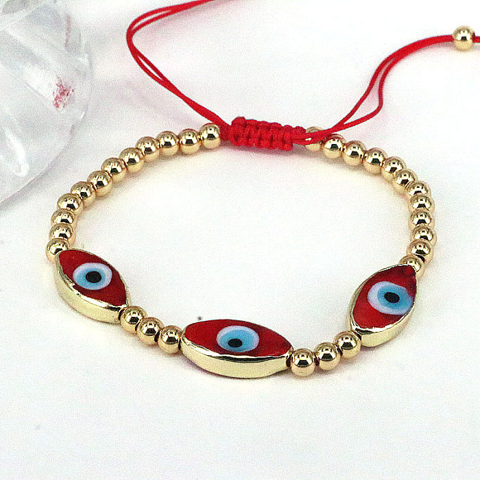 Luxurious Ethnic Style Simple Style Oval Eye Glass Copper Plating Gold Plated Bracelets