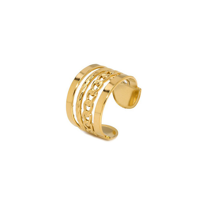 Casual Nordic Style French Style Solid Color Stainless Steel Plating 18K Gold Plated Open Rings
